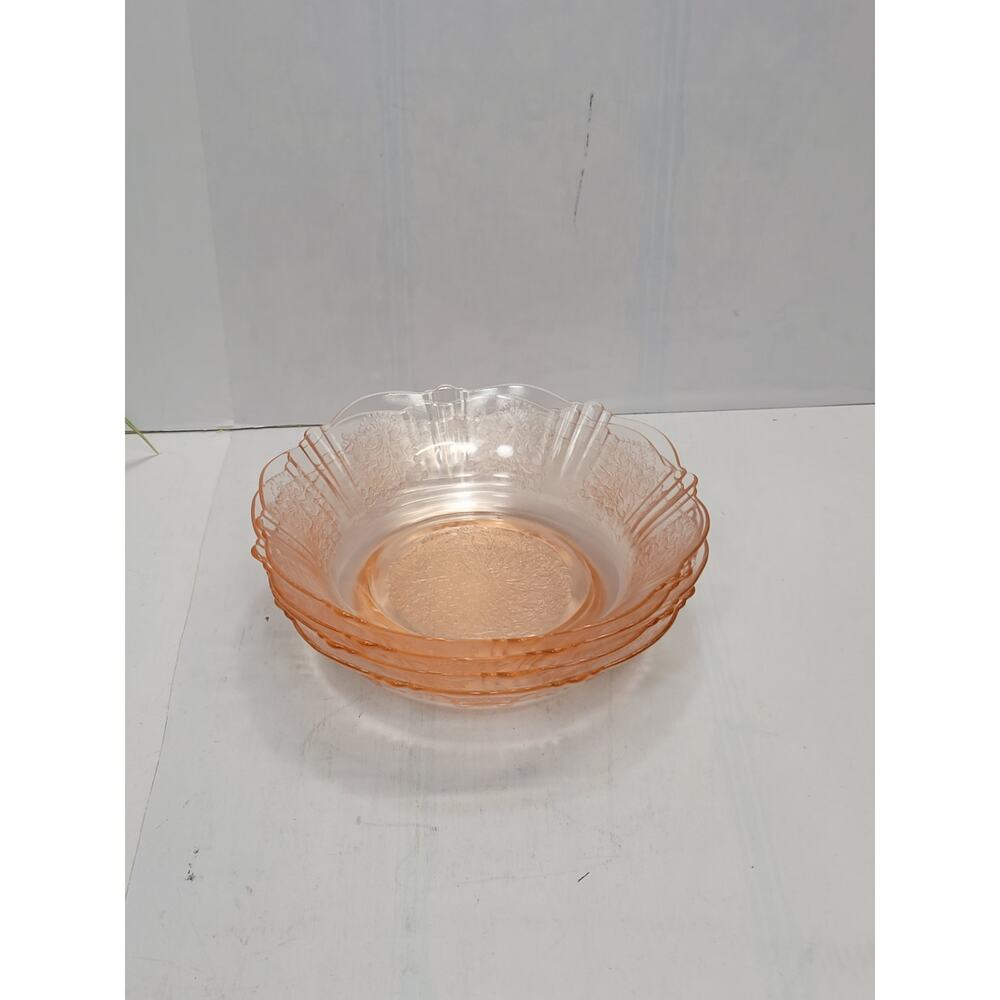 4 Vintage American Sweetheart Pink Depression Glass Cereal Bowls MacBeth-Evans